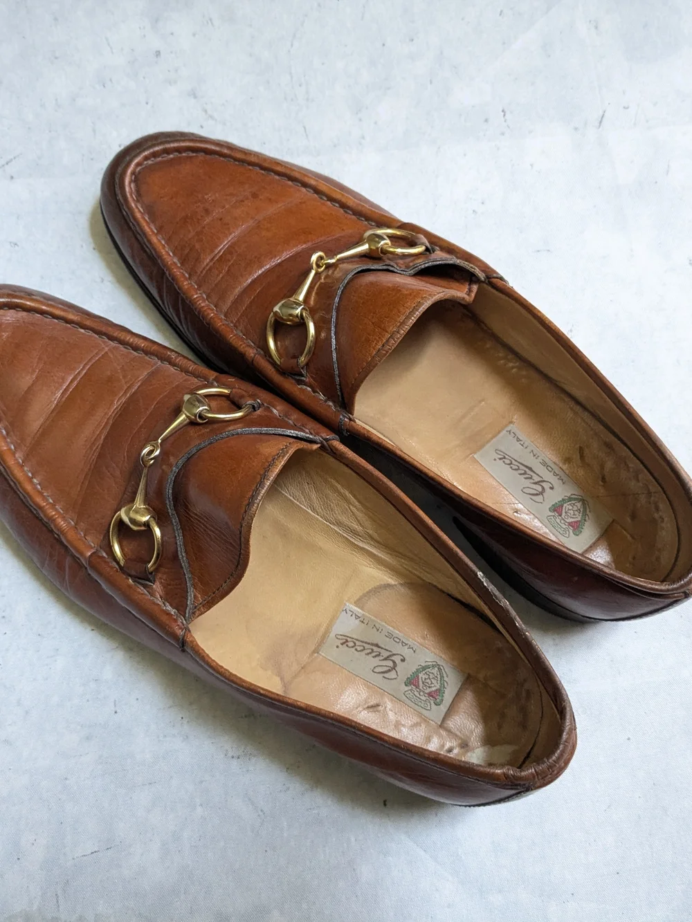 Gucci Brown Leather Horsebit Loafers - Men 9 S Narrow Slip Ons Vintage Italy